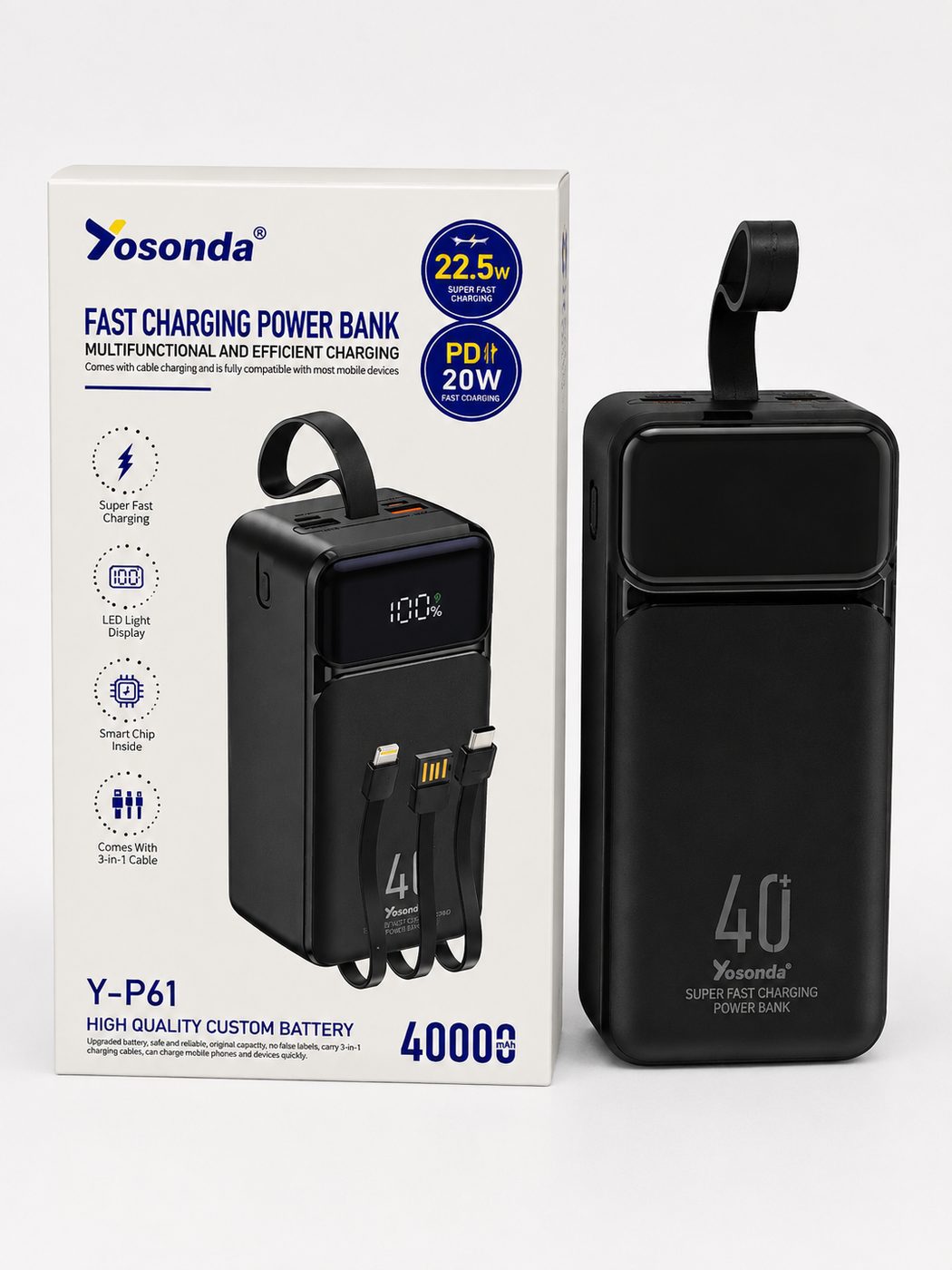 پاور بانک YOSONDA مدل Y-P61 4000 سه کابل در یک